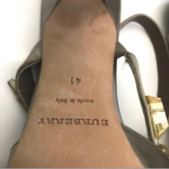 Burberry Citrine Crystal Satin Peep Toe Heels 41 - Picture 14 of 16